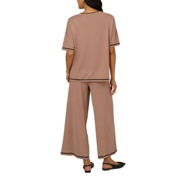 NWT Adrianna Papell Women's Lightweight Sweater Set, Light Brown - Picture 4 of 7